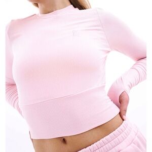 NWT P.E. Nation Free Play Rib Long Sleeve Tee in Lotus Pink M